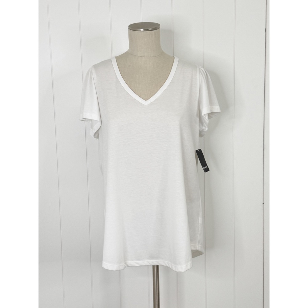 Torrid Girlfriend Signature Jersey V-Neck Flutter Sleeve Tee NWT Women 00 White
